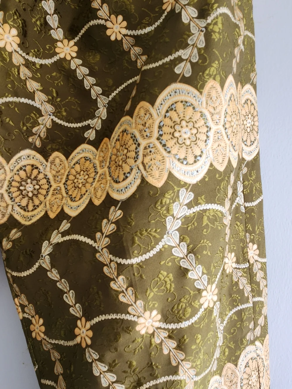 Olive Green and Peach Printed 3-pc Ladies Set